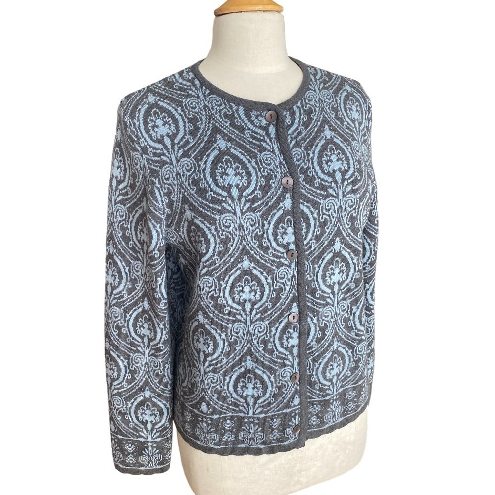 Pendleton 100% Wool Damask Button Cardigan Quiet Luxury Old Money Heritage-M